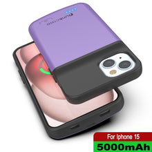 Load image into Gallery viewer, iPhone 15 Battery Case, PunkJuice 5000mAH Fast Charging Power Bank W/ Screen Protector | [Purple]
