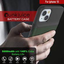 Load image into Gallery viewer, iPhone 15 Battery Case, PunkJuice 5000mAH Fast Charging Power Bank W/ Screen Protector | [Green]
