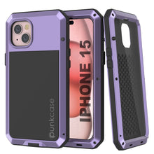 Load image into Gallery viewer, iPhone 15 Metal Case, Heavy Duty Military Grade Armor Cover [shock proof] Full Body Hard [Purple]
