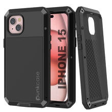 Load image into Gallery viewer, iPhone 15 Metal Case, Heavy Duty Military Grade Armor Cover [shock proof] Full Body Hard [Black]
