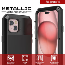 Load image into Gallery viewer, iPhone 15 Metal Case, Heavy Duty Military Grade Armor Cover [shock proof] Full Body Hard [Black]
