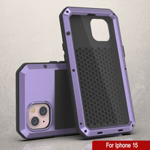 Load image into Gallery viewer, iPhone 15 Metal Case, Heavy Duty Military Grade Armor Cover [shock proof] Full Body Hard [Purple]
