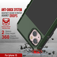Load image into Gallery viewer, iPhone 15 Metal Case, Heavy Duty Military Grade Armor Cover [shock proof] Full Body Hard [Dark Green]
