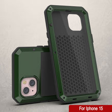 Load image into Gallery viewer, iPhone 15 Metal Case, Heavy Duty Military Grade Armor Cover [shock proof] Full Body Hard [Dark Green]
