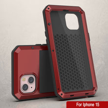 Load image into Gallery viewer, iPhone 15 Metal Case, Heavy Duty Military Grade Armor Cover [shock proof] Full Body Hard [Red]
