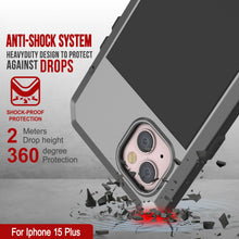 Load image into Gallery viewer, iPhone 15 Plus Metal Case, Heavy Duty Military Grade Armor Cover [shock proof] Full Body Hard [Silver]
