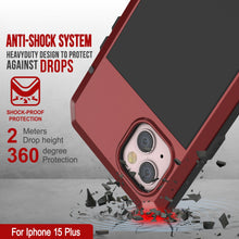 Load image into Gallery viewer, iPhone 15 Plus Metal Case, Heavy Duty Military Grade Armor Cover [shock proof] Full Body Hard [Red]

