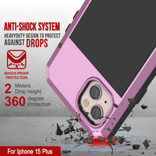 Load image into Gallery viewer, iPhone 15 Plus Metal Case, Heavy Duty Military Grade Armor Cover [shock proof] Full Body Hard [Pink]
