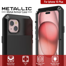 Load image into Gallery viewer, iPhone 15 Plus Metal Case, Heavy Duty Military Grade Armor Cover [shock proof] Full Body Hard [Black]
