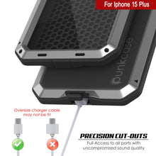 Load image into Gallery viewer, iPhone 15 Plus Metal Case, Heavy Duty Military Grade Armor Cover [shock proof] Full Body Hard [Silver]
