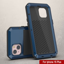 Load image into Gallery viewer, iPhone 15 Plus Metal Case, Heavy Duty Military Grade Armor Cover [shock proof] Full Body Hard [Blue]

