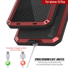 Load image into Gallery viewer, iPhone 15 Plus Metal Case, Heavy Duty Military Grade Armor Cover [shock proof] Full Body Hard [Red]
