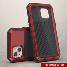 Load image into Gallery viewer, iPhone 15 Plus Metal Case, Heavy Duty Military Grade Armor Cover [shock proof] Full Body Hard [Red]
