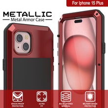 Load image into Gallery viewer, iPhone 15 Plus Metal Case, Heavy Duty Military Grade Armor Cover [shock proof] Full Body Hard [Red]
