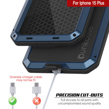 Load image into Gallery viewer, iPhone 15 Plus Metal Case, Heavy Duty Military Grade Armor Cover [shock proof] Full Body Hard [Blue]

