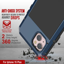 Load image into Gallery viewer, iPhone 15 Plus Metal Case, Heavy Duty Military Grade Armor Cover [shock proof] Full Body Hard [Blue]

