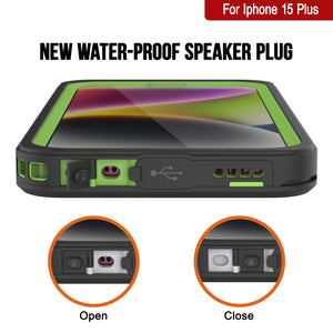 iPhone 15 Plus Waterproof Case, Punkcase [Extreme Series] Armor Cover W/ Built In Screen Protector [Light Green]