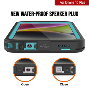 iPhone 15 Plus Waterproof Case, Punkcase [Extreme Series] Armor Cover W/ Built In Screen Protector [Teal]
