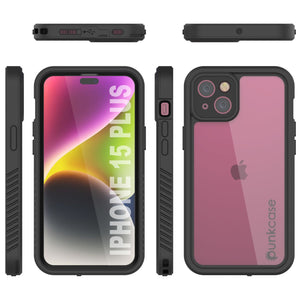 iPhone 15 Plus Waterproof IP68 Case, Punkcase [Clear] [StudStar Series] [Slim Fit] [Dirtproof]