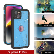 Load image into Gallery viewer, iPhone 15 Plus Waterproof IP68 Case, Punkcase [Light blue] [StudStar Series] [Slim Fit] [Dirtproof]

