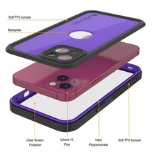 Load image into Gallery viewer, iPhone 15 Plus Waterproof IP68 Case, Punkcase [Purple] [StudStar Series] [Slim Fit] [Dirtproof]
