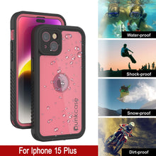Load image into Gallery viewer, iPhone 15 Plus Waterproof IP68 Case, Punkcase [Pink] [StudStar Series] [Slim Fit] [Dirtproof]
