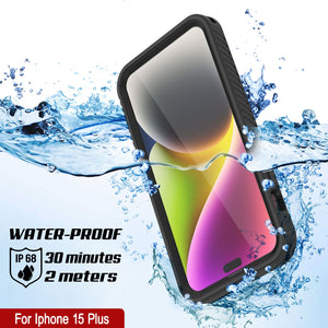 iPhone 15 Plus Waterproof IP68 Case, Punkcase [Clear] [StudStar Series] [Slim Fit] [Dirtproof]