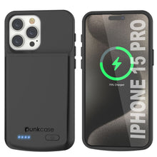 Load image into Gallery viewer, iPhone 15 Pro Battery Case, PunkJuice 5000mAH Fast Charging Power Bank W/ Screen Protector | [Black]
