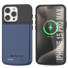 Load image into Gallery viewer, iPhone 15 Pro Max Battery Case, PunkJuice 5000mAH Fast Charging Power Bank W/ Screen Protector | [Navy Blue]
