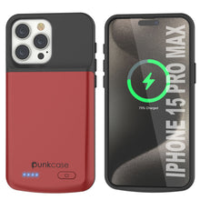 Load image into Gallery viewer, iPhone 15 Pro Max Battery Case, PunkJuice 5000mAH Fast Charging Power Bank W/ Screen Protector | [Red]
