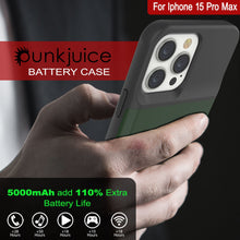 Load image into Gallery viewer, iPhone 15 Pro Max Battery Case, PunkJuice 5000mAH Fast Charging Power Bank W/ Screen Protector | [Green]
