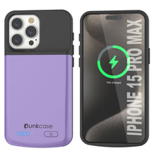 Load image into Gallery viewer, iPhone 15 Pro Max Battery Case, PunkJuice 5000mAH Fast Charging Power Bank W/ Screen Protector | [Purple]
