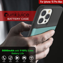 Load image into Gallery viewer, iPhone 15 Pro Max Battery Case, PunkJuice 5000mAH Fast Charging Power Bank W/ Screen Protector | [Teal]
