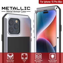 Load image into Gallery viewer, iPhone 15 Pro Max Metal Case, Heavy Duty Military Grade Armor Cover [shock proof] Full Body Hard [White]
