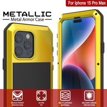 Load image into Gallery viewer, iPhone 15 Pro Max Metal Case, Heavy Duty Military Grade Armor Cover [shock proof] Full Body Hard [Yellow]
