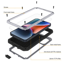 Load image into Gallery viewer, iPhone 15 Pro Max Metal Case, Heavy Duty Military Grade Armor Cover [shock proof] Full Body Hard [White]
