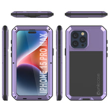 Load image into Gallery viewer, iPhone 15 Pro Max Metal Case, Heavy Duty Military Grade Armor Cover [shock proof] Full Body Hard [Purple]
