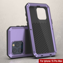 Load image into Gallery viewer, iPhone 15 Pro Max Metal Case, Heavy Duty Military Grade Armor Cover [shock proof] Full Body Hard [Purple]
