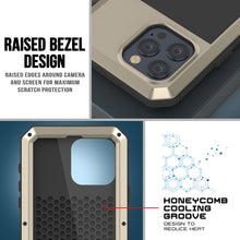 Load image into Gallery viewer, iPhone 15 Pro Max Metal Case, Heavy Duty Military Grade Armor Cover [shock proof] Full Body Hard [Gold]
