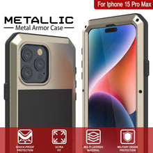 Load image into Gallery viewer, iPhone 15 Pro Max Metal Case, Heavy Duty Military Grade Armor Cover [shock proof] Full Body Hard [Gold]
