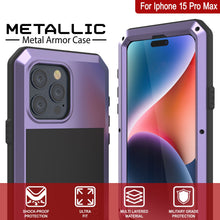 Load image into Gallery viewer, iPhone 15 Pro Max Metal Case, Heavy Duty Military Grade Armor Cover [shock proof] Full Body Hard [Purple]

