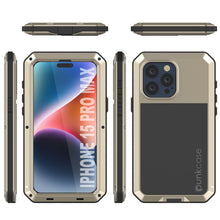 Load image into Gallery viewer, iPhone 15 Pro Max Metal Case, Heavy Duty Military Grade Armor Cover [shock proof] Full Body Hard [Gold]
