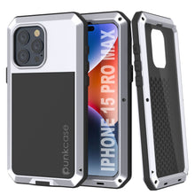 Load image into Gallery viewer, iPhone 15 Pro Max Metal Case, Heavy Duty Military Grade Armor Cover [shock proof] Full Body Hard [White]
