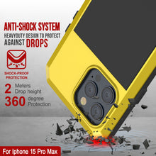 Load image into Gallery viewer, iPhone 15 Pro Max Metal Case, Heavy Duty Military Grade Armor Cover [shock proof] Full Body Hard [Yellow]
