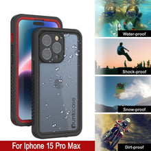 Load image into Gallery viewer, iPhone 15 Pro Max Waterproof Case, Punkcase [Extreme Series] Armor Cover W/ Built In Screen Protector [Red]
