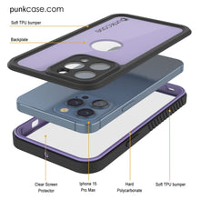Load image into Gallery viewer, iPhone 15 Pro Max Waterproof IP68 Case, Punkcase [Lilac] [StudStar Series] [Slim Fit] [Dirtproof]
