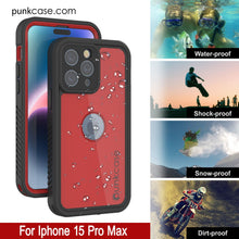 Load image into Gallery viewer, iPhone 15 Pro Max Waterproof IP68 Case, Punkcase [Red] [StudStar Series] [Slim Fit]
