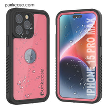 Load image into Gallery viewer, iPhone 15 Pro Max Waterproof IP68 Case, Punkcase [Pink] [StudStar Series] [Slim Fit] [Dirtproof]
