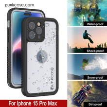 Load image into Gallery viewer, iPhone 15 Pro Max Waterproof IP68 Case, Punkcase [White] [StudStar Series] [Slim Fit] [Dirtproof]
