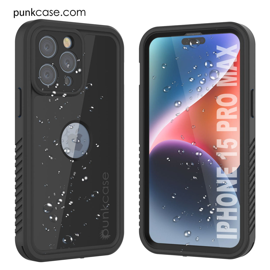 iPhone 15 Pro Max Waterproof IP68 Case, Punkcase [Black] [StudStar Series] [Slim Fit]